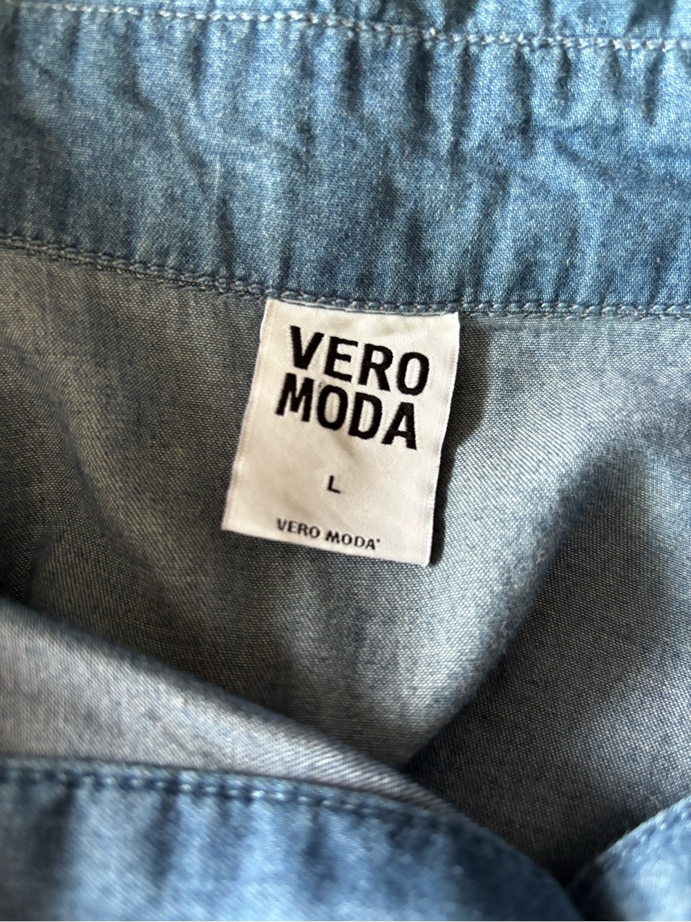 Vero Moda 100% Cotton Denim Look Shirt | Sleeveless | Size L | Coastal Cowgirl - Picture 4 of 5